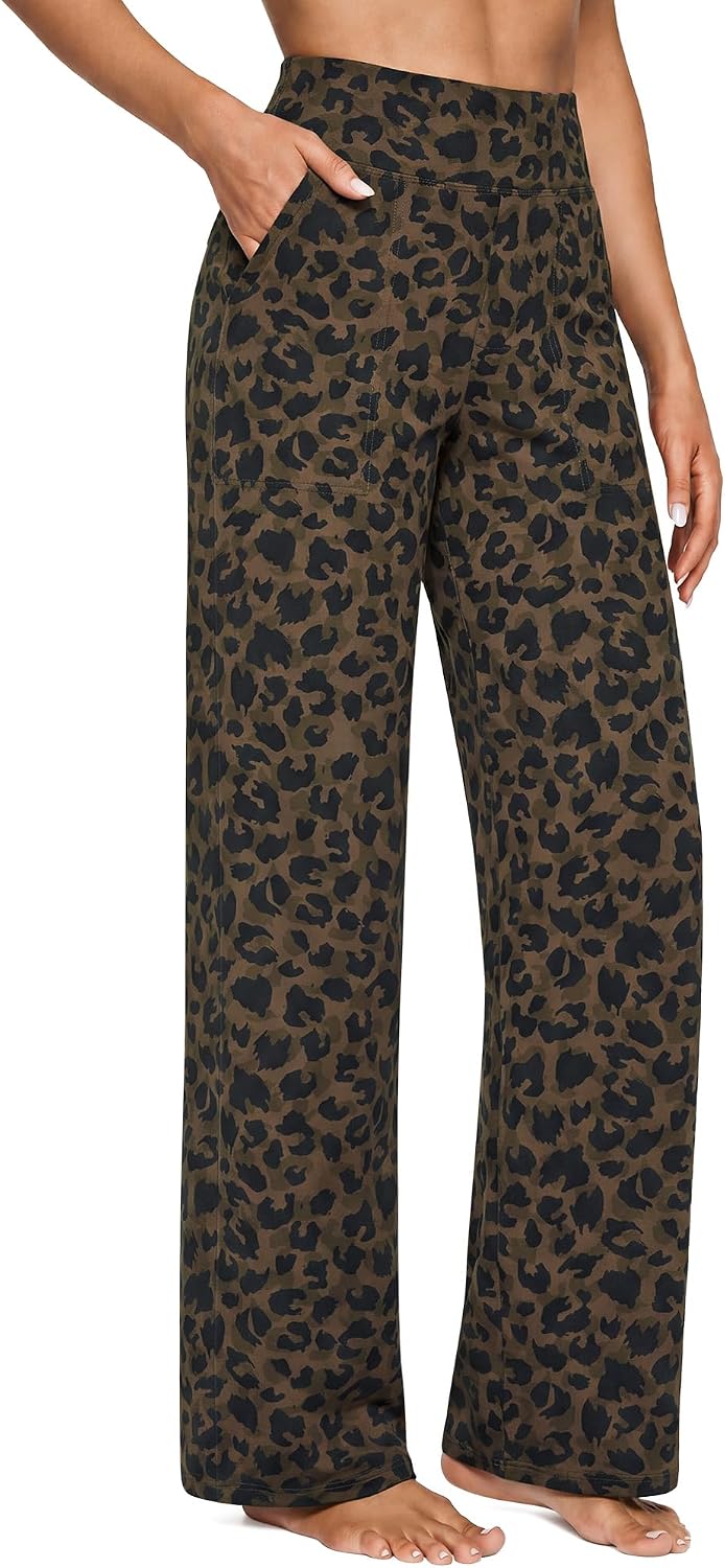 G4Free Yoga Pants for Women Wide Leg Pants with Pockets High Waisted | Moisture Wicking, Soft Comfortable Feel, 4-Way Stretch, Faux Fly, Faux Back Pockets, Yoga, Work & Casual Wear