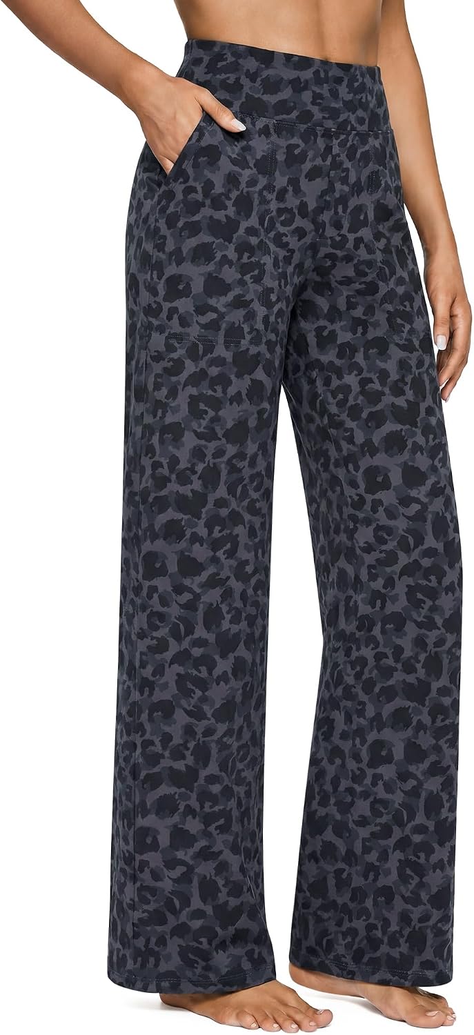 G4Free Yoga Pants for Women Wide Leg Pants with Pockets High Waisted | Moisture Wicking, Soft Comfortable Feel, 4-Way Stretch, Faux Fly, Faux Back Pockets, Yoga, Work & Casual Wear